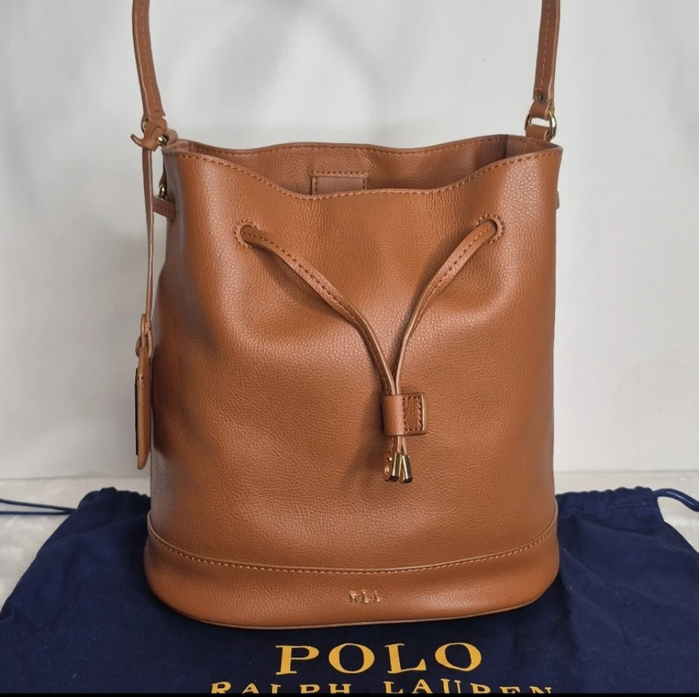 Lauren Ralph Lauren Leather Drawstring Bucket Bag - Picture 5 of 17